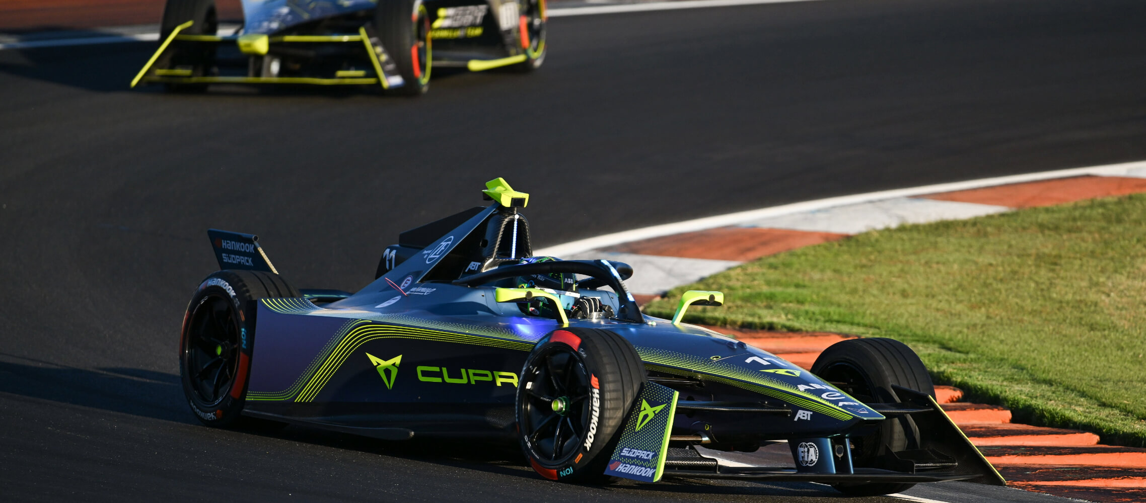 The CUPRA Formula E on a racetrack