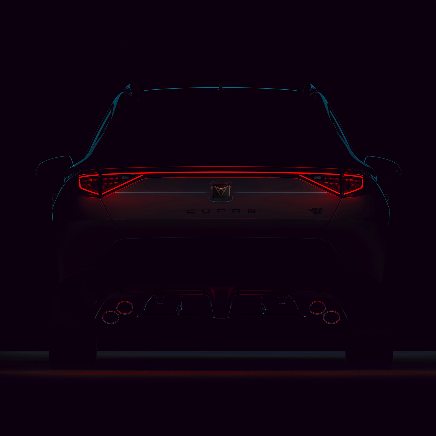 The back of a CUPRA Formentor in the dark