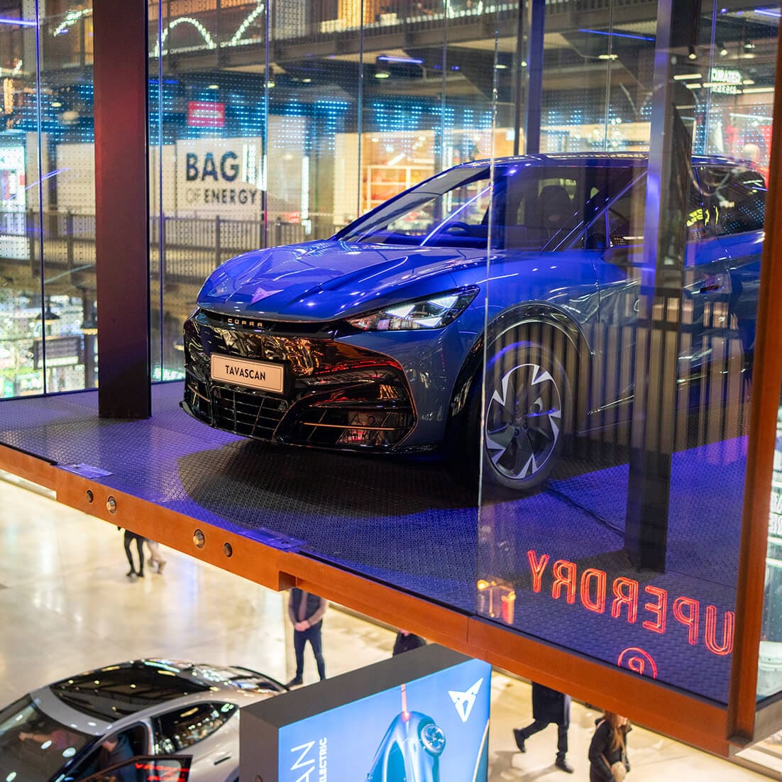 The CUPRA Tavascan displayed at Battersea Power Station The CUPRA Tavascan displayed at Battersea Power Station
