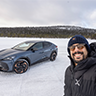 lucas di grassi with the cupra tavascan 2024 in snowy conditions and mountains 