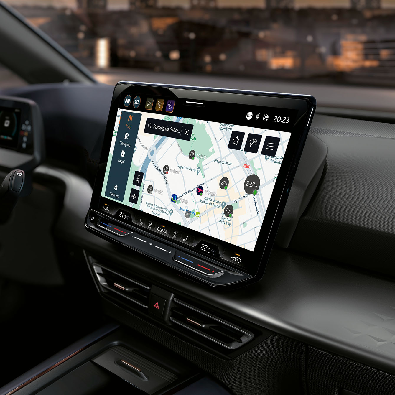 interior of CUPRA Born showing the infotainment system