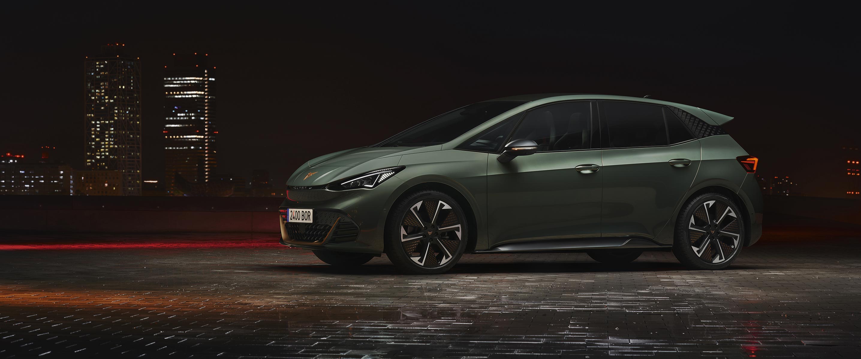 cupra born electric vehicle bev in green, powered by an electric motor